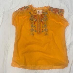 Johnny Was Yellow Embroidered Top